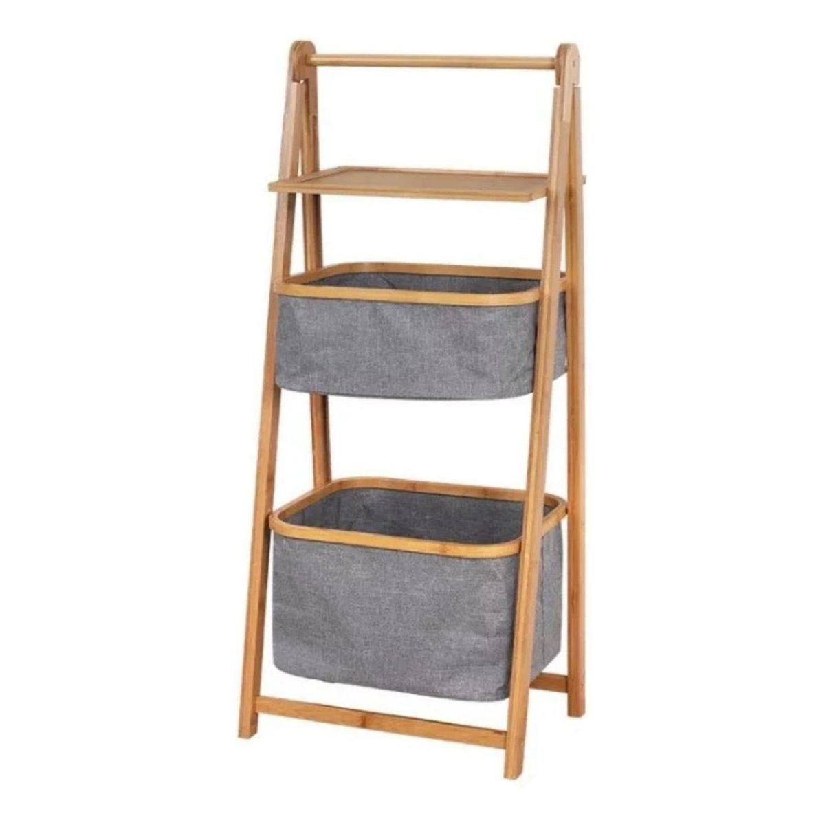 IMPORTCLICK - Mueble Estante Organizador Bambú Cesto - Gris