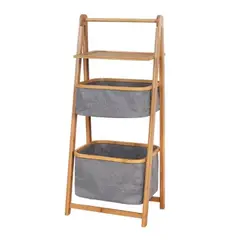 IMPORTCLICK - Mueble Estante Organizador Bambú Cesto - Gris