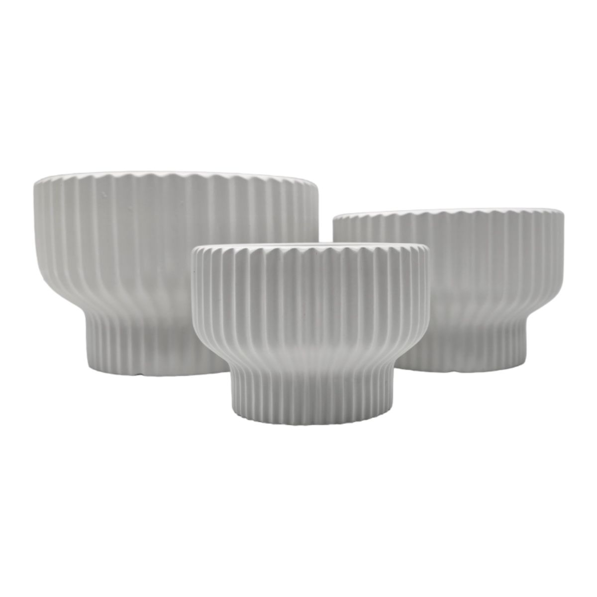 GENERICO - Set 3 Maceteros Maceta De Ceramica Estilo Copon Blanco Mate