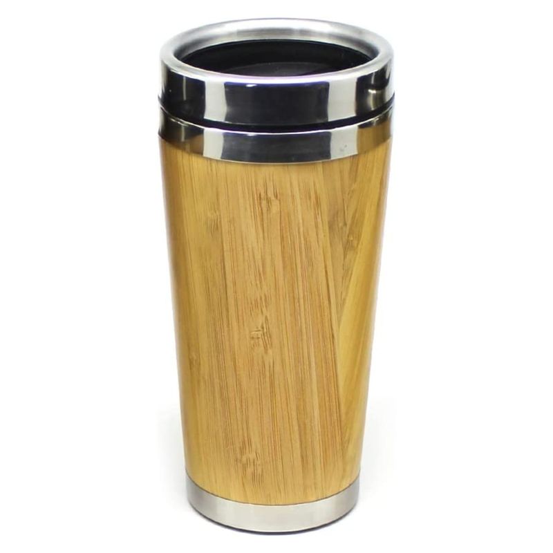 IMPORTCLICK - Mug Termo Bambú Acero Inoxidable 420 ML