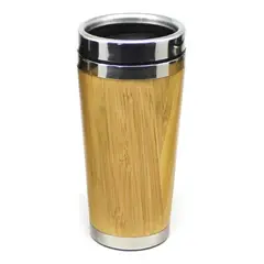 IMPORTCLICK - Mug Termo Bambú Acero Inoxidable 420 ML