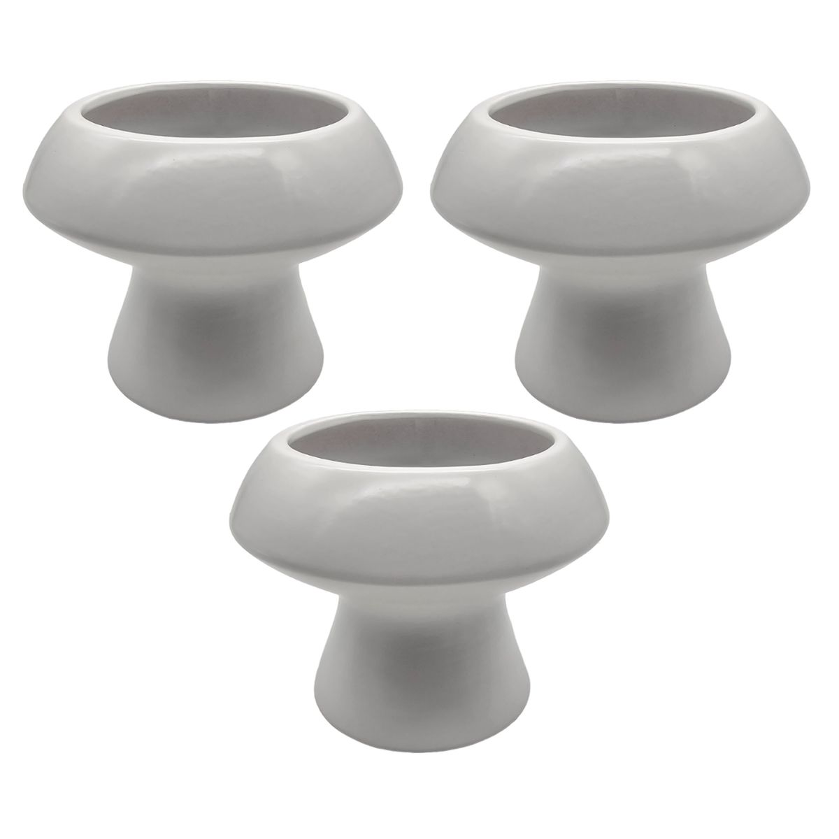 GENERICO - Set 3 Macetero Maceta De Ceramica Con Forma De Seta Blanco