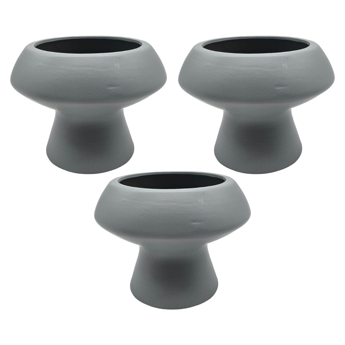 GENERICO - Set 3 Macetero Maceta De Ceramica Con Forma De Seta Gris