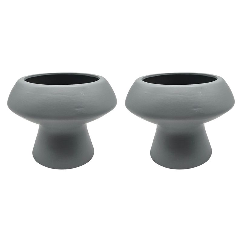 GENERICO - Set 2 Macetero Maceta De Ceramica Con Forma De Seta Gris