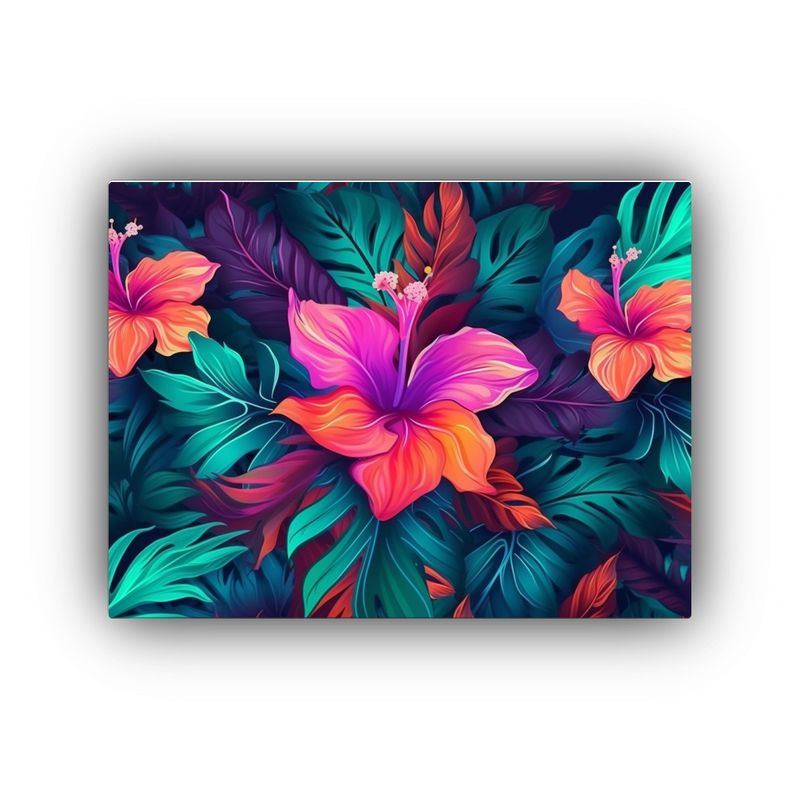 GENERICO - Cuadro De Tela Hermoso Con Esquema Tropical Y Flores 120x80cm