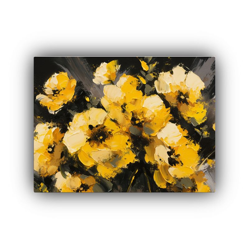 GENERICO - Cuadro De Flores Amarillas Y Negras En Lienzo Para Decorar D 120x80cm