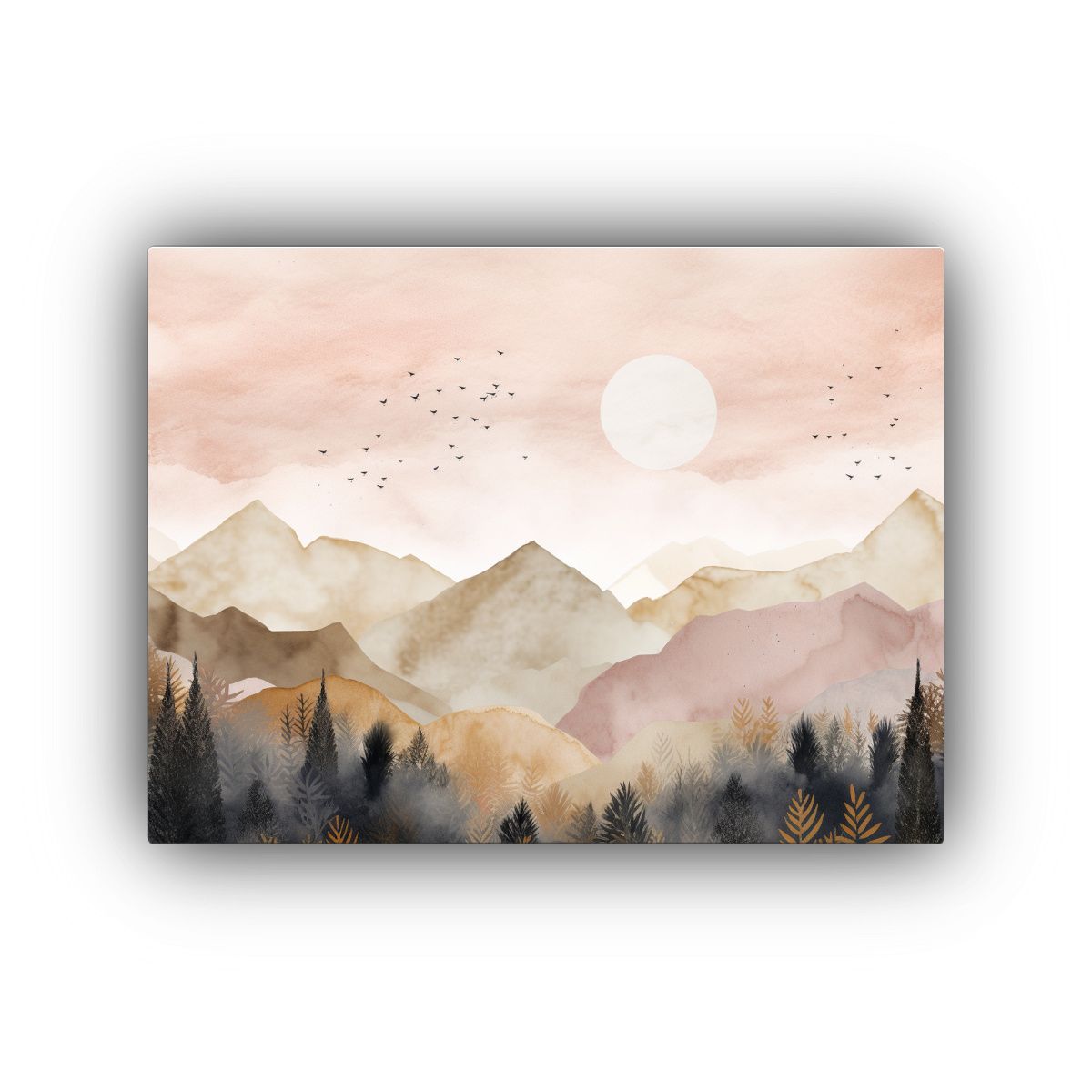 GENERICO - Pintura De Pared Abstracción Montaña Boscosa Con Niebla 120x80cm