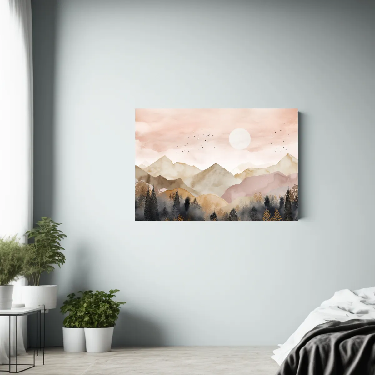 GENERICO - Pintura De Pared Abstracción Montaña Boscosa Con Niebla 120x80cm