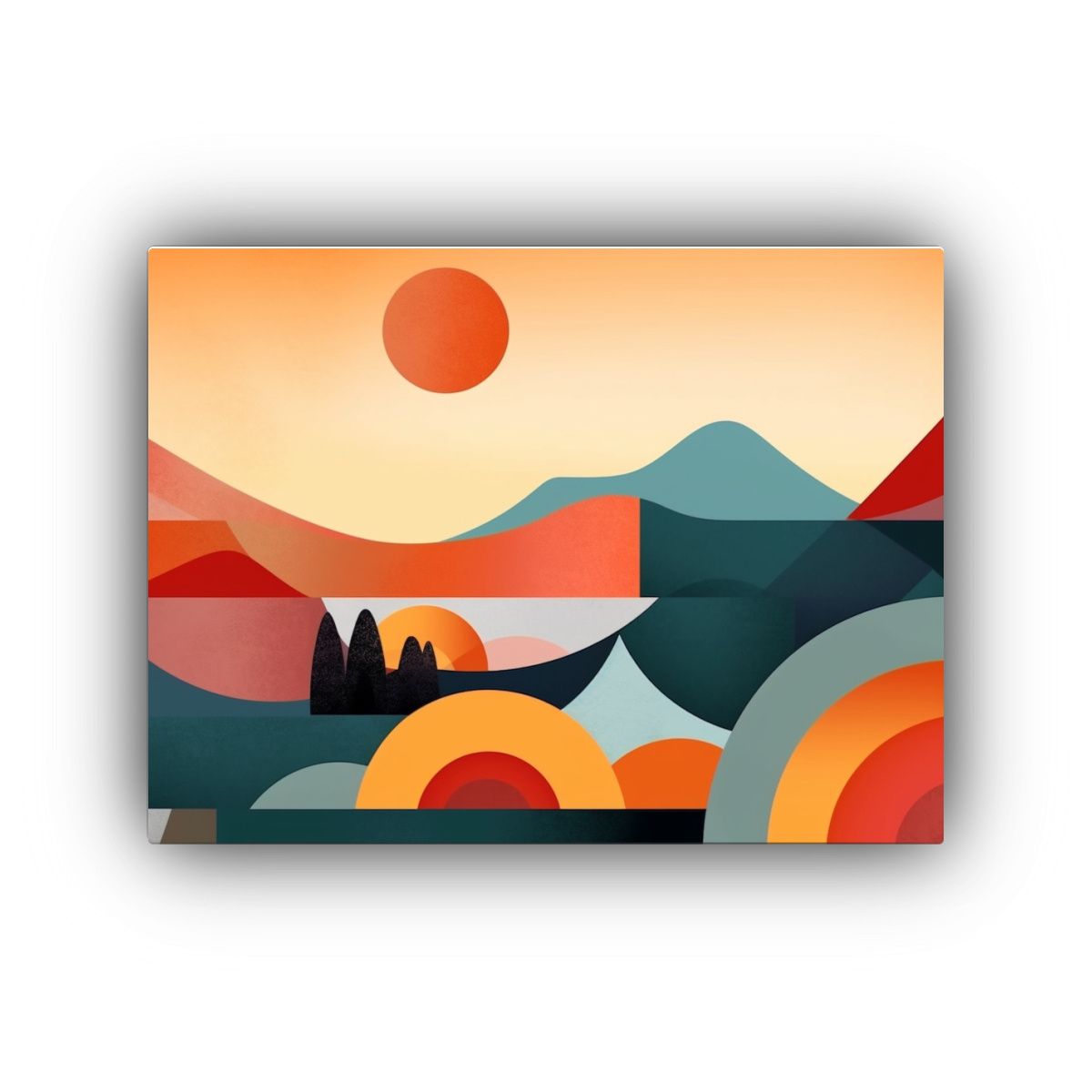 GENERICO - Cuadro Abstracto Armonía Cromática Inspirado En Paisaje De 120x80cm