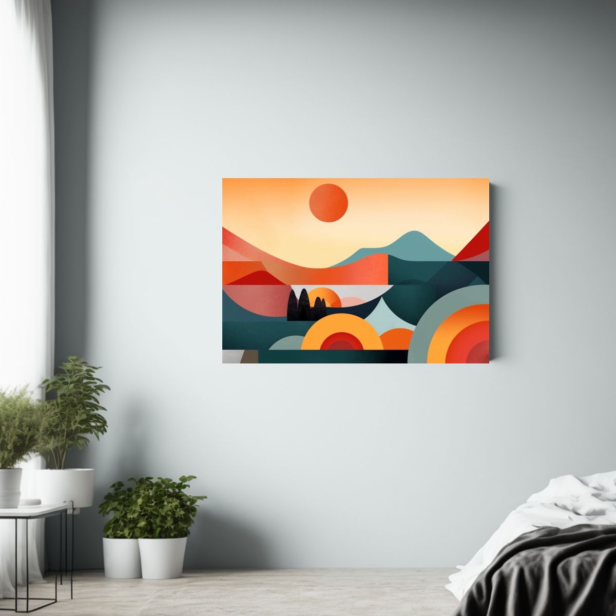 GENERICO - Cuadro Abstracto Armonía Cromática Inspirado En Paisaje De 120x80cm