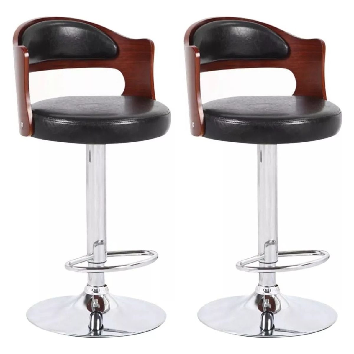 U BUY - Pack 2 Sillas Piso Bar Taburete Regulable Maderaecocuero