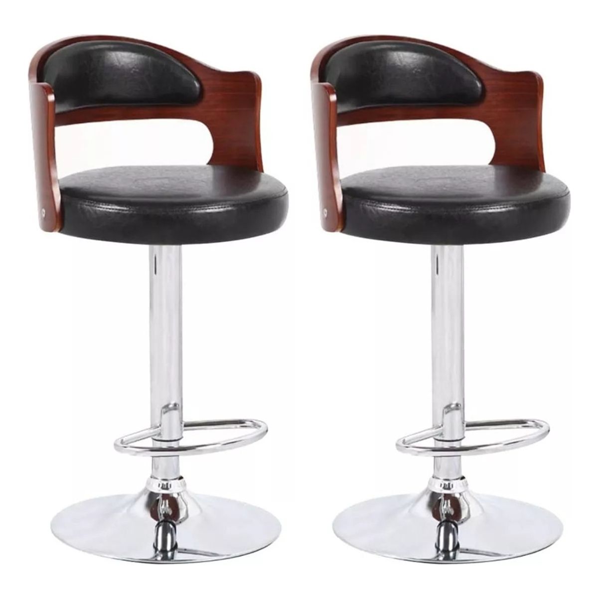U BUY - Pack 2 Sillas Piso Bar Taburete Regulable Maderaecocuero