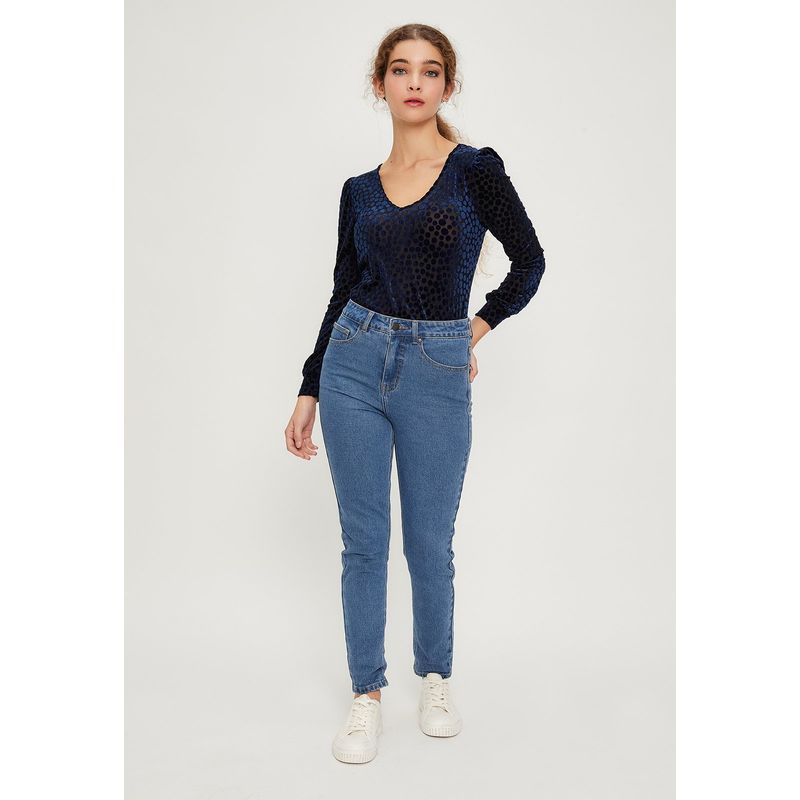 IO - Polera Manga Larga Azul Marino Mujer Io