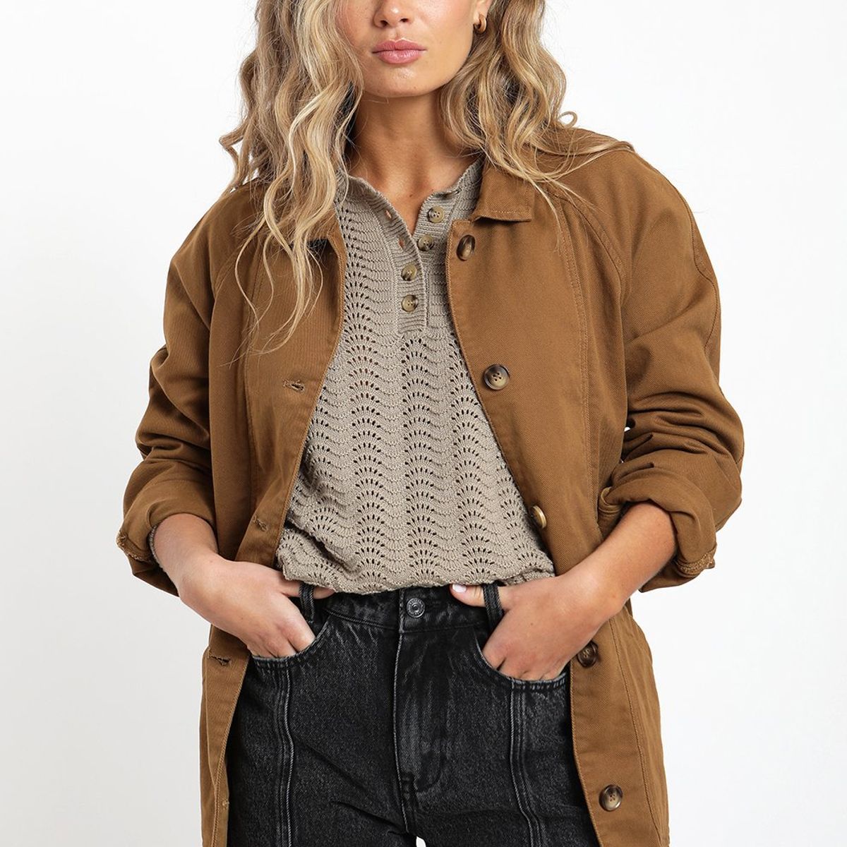 FROENS - Chaqueta mujer Corales camel
