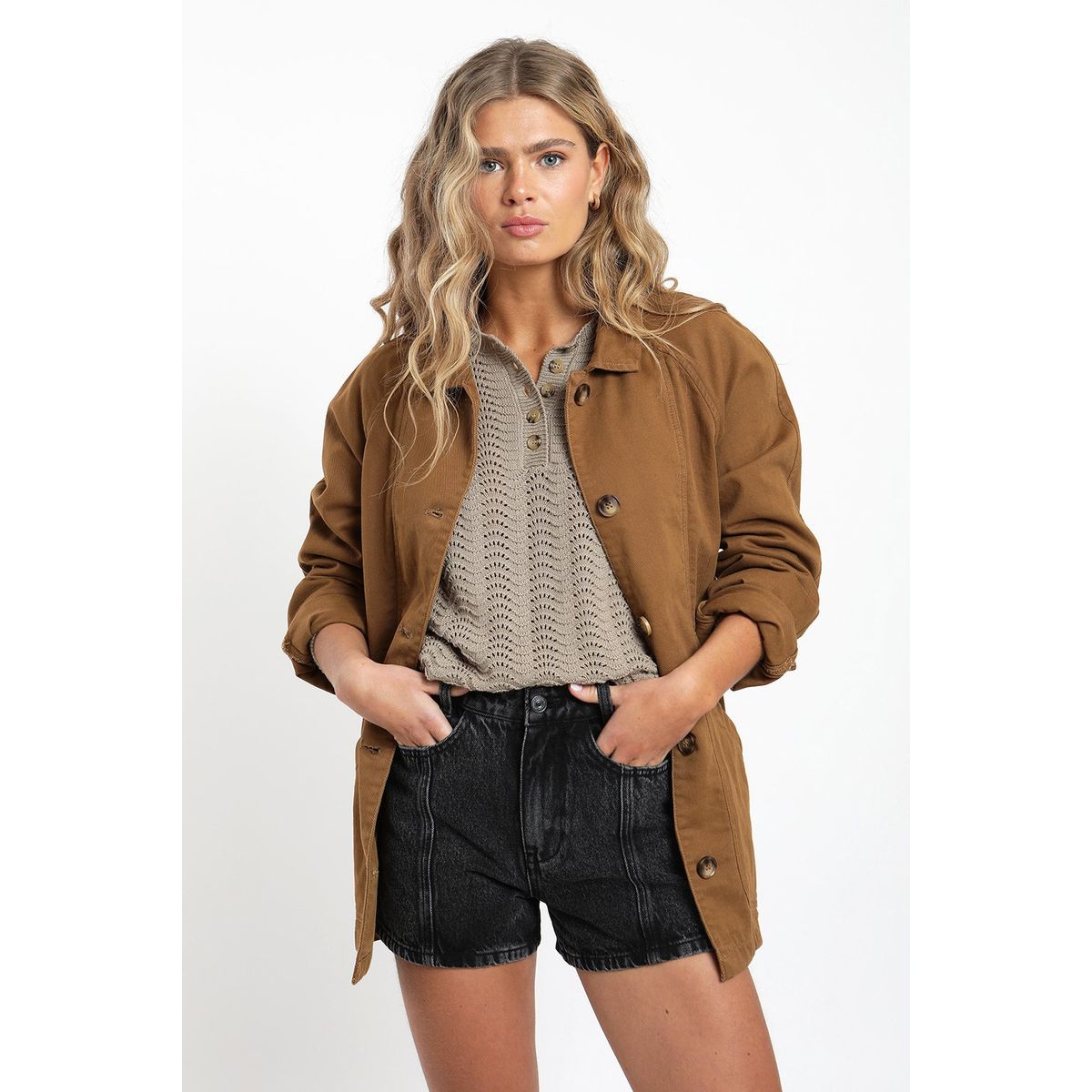 FROENS - Chaqueta mujer Corales camel