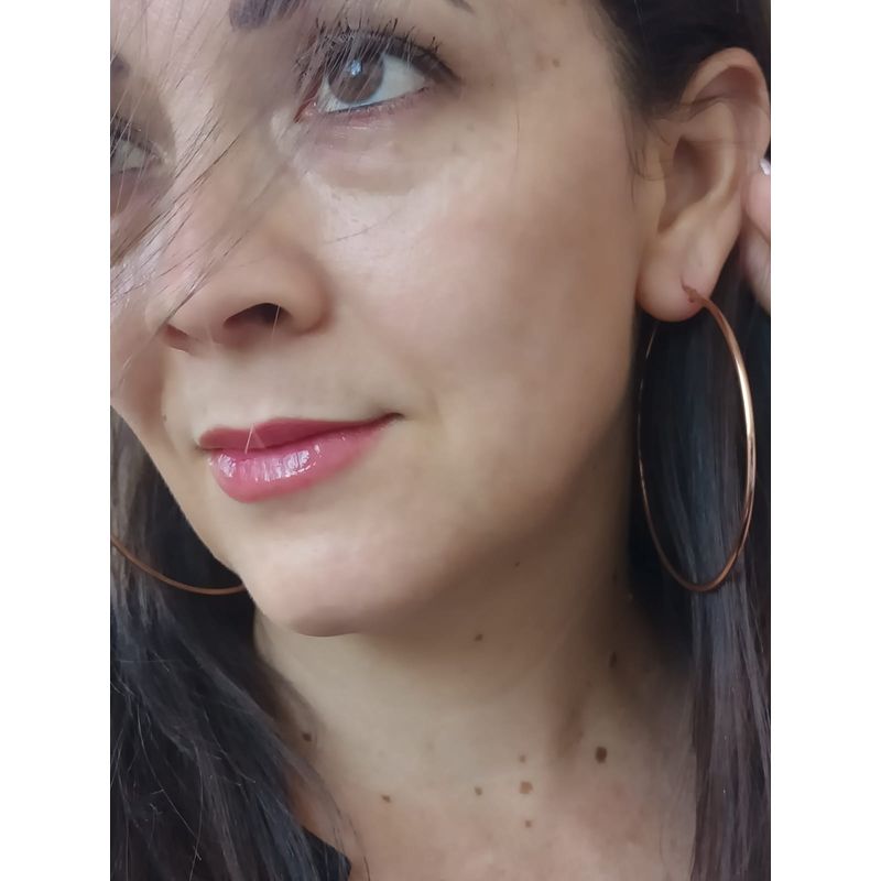 ELBAULDEJUMA - Maxi argollas hoop 65mm hipoalergenicas chapadas en oro rosa 18k