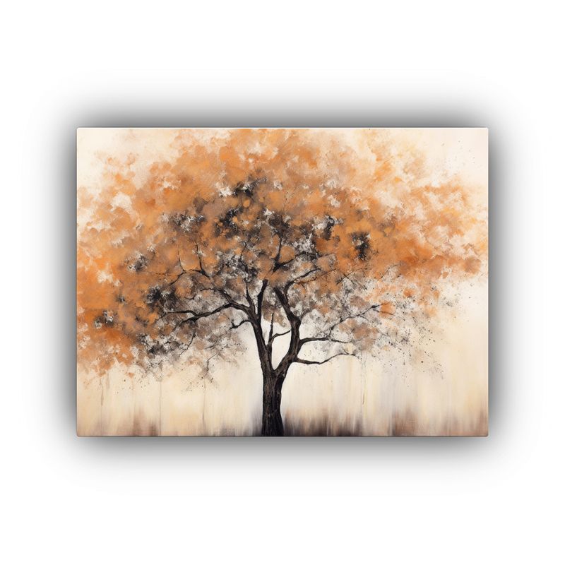 GENERICO - Pintura Decorativa Árbol Con Hojas Marrones Y Blancas En A 120x80cm