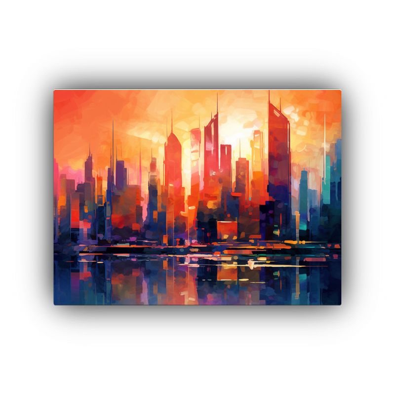 GENERICO - Cuadro De Lienzo Tonos Modernos De Ciudad Al Atardecer 120x80cm