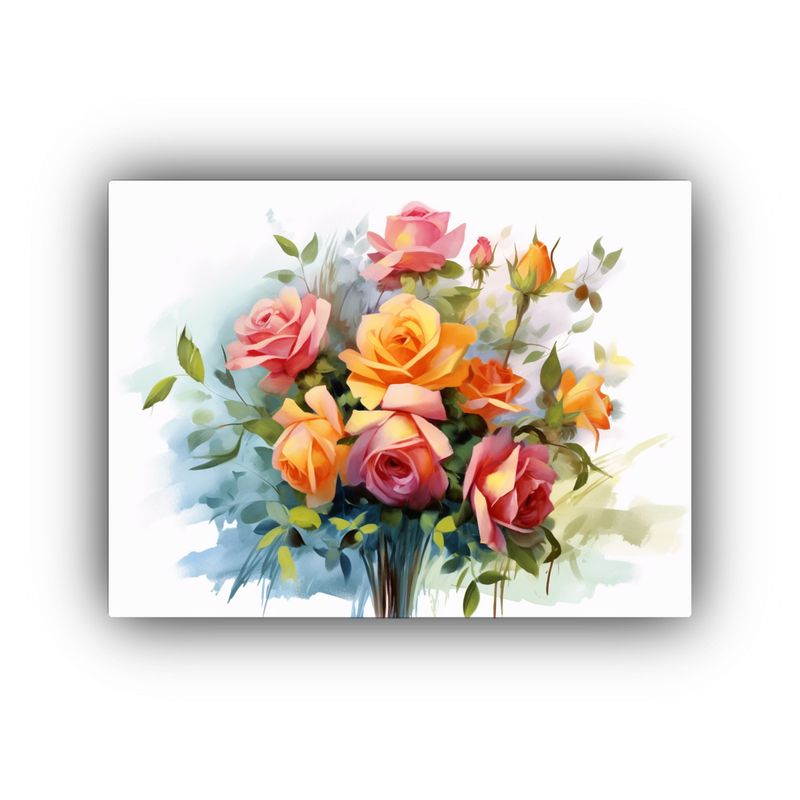 GENERICO - Pintura Decorativa Combinación De Rosas Rojas Y Vibrantes 120x80cm