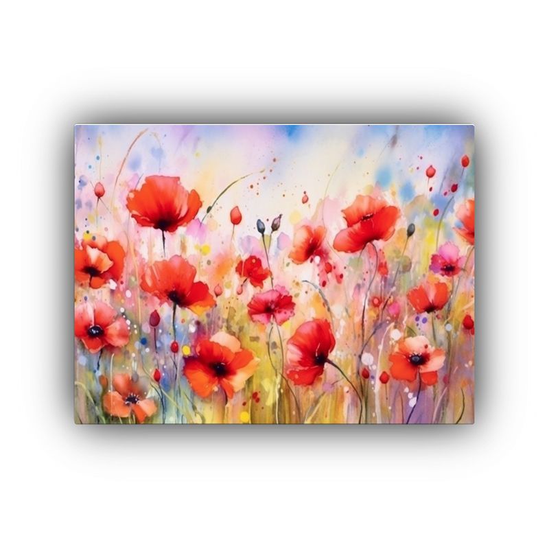 GENERICO - Lienzo De Tela Conceptual Relieve Campo De Amapolas Pintar U 120x80cm
