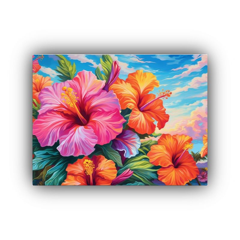 GENERICO - Lienzo Estilo Galería Innovador Flores Hibisco San Juan Pue 120x80cm
