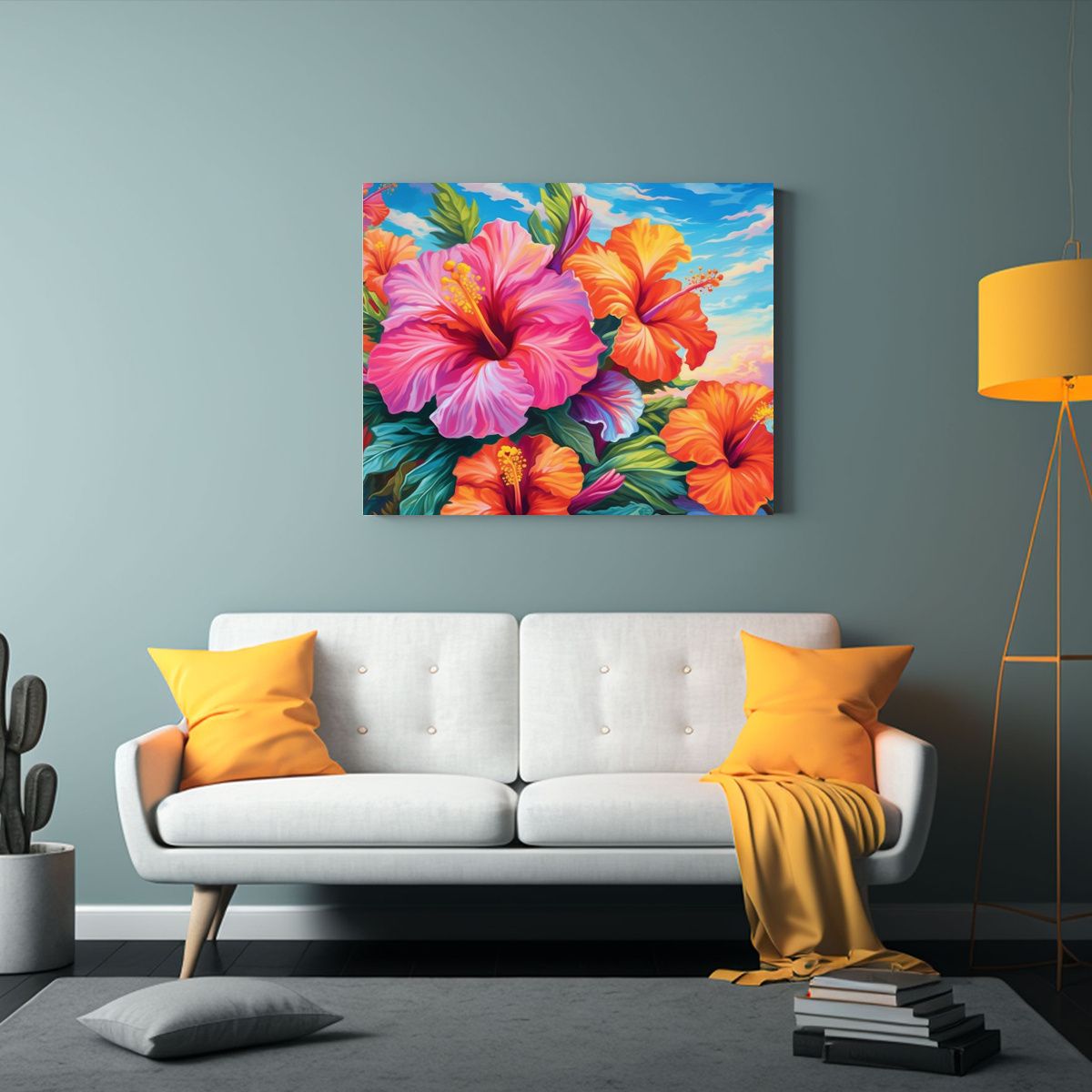 GENERICO - Lienzo Estilo Galería Innovador Flores Hibisco San Juan Pue 120x80cm