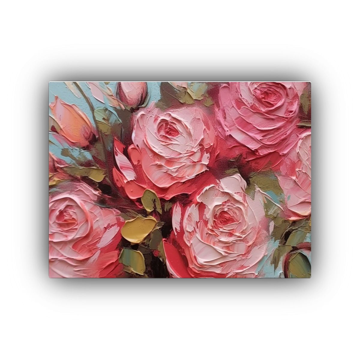 GENERICO - Cuadro Abstracto Rosas Rosadas Moderno Horizontal 120x80cm