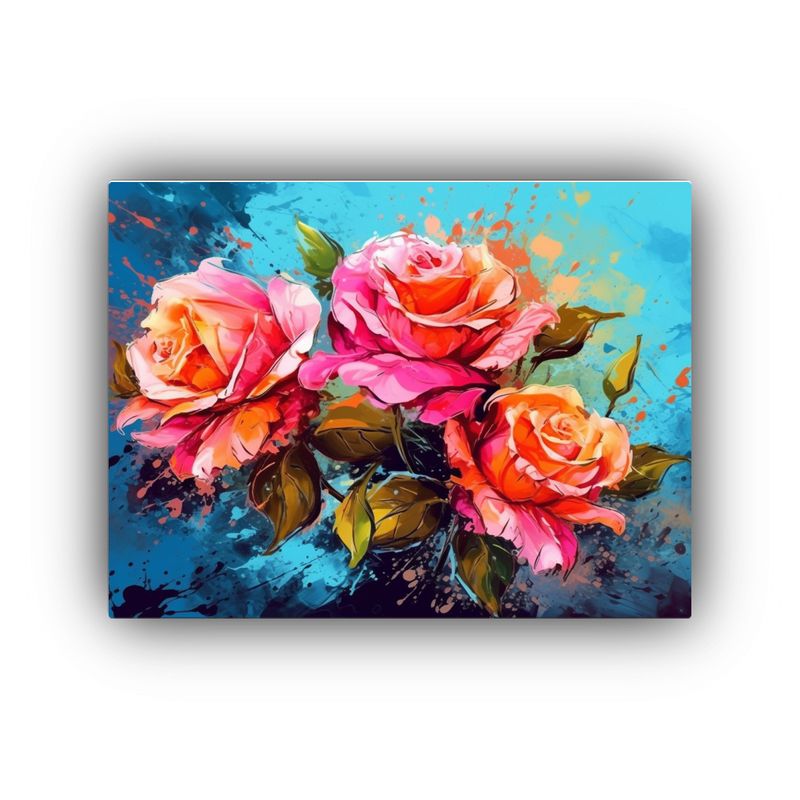 GENERICO - Tela En Bastidor Moderno Flores Coloridas De Rosa En Flor Co 120x80cm