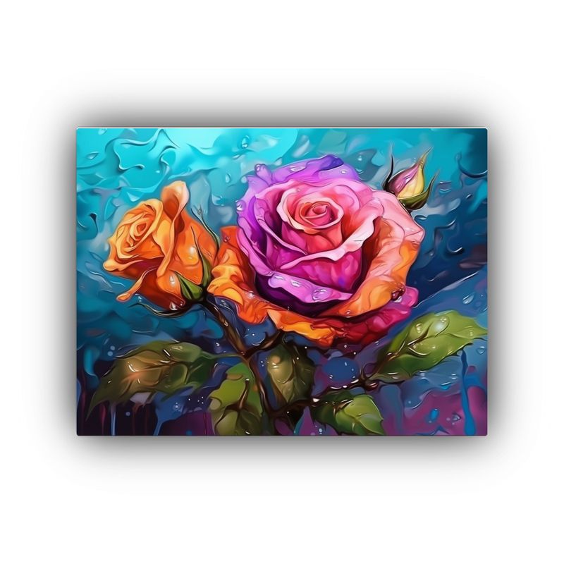 GENERICO - Pintura De Pared Abstracta Con Flores De Rosa Florecientes Y 120x80cm