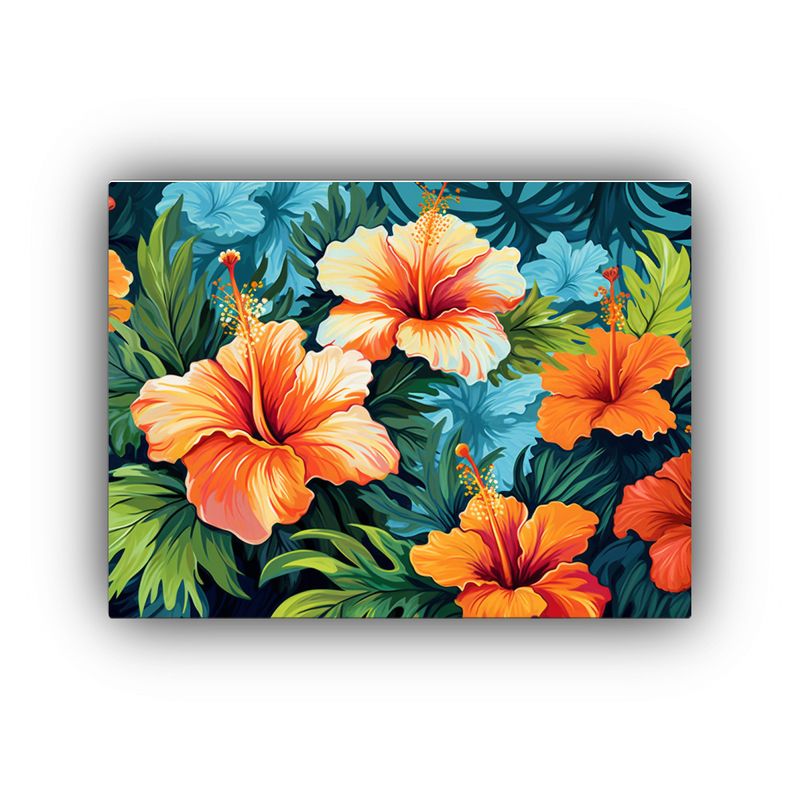 GENERICO - Pinturas De Decoración Con Fondo De Hibisco Tropical En Rel 120x80cm