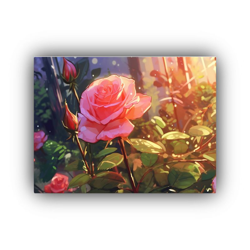 GENERICO - Pintura De Pared Rosa Hermosa En Un Jardín 120x80cm