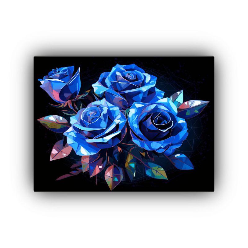 GENERICO - Acuarela De Rosas Azules Bouquet Diseño Gráfico Abstracto  120x80cm
