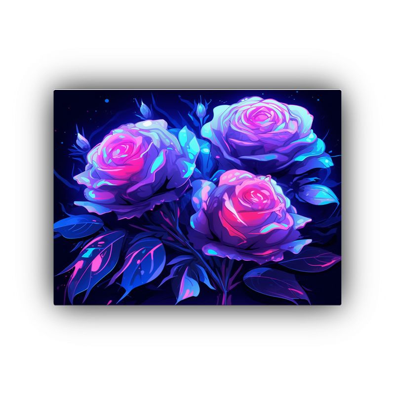 GENERICO - Cuadro Abstracto De Rosas Azules Vintage En Diseño Gráfico 120x80cm