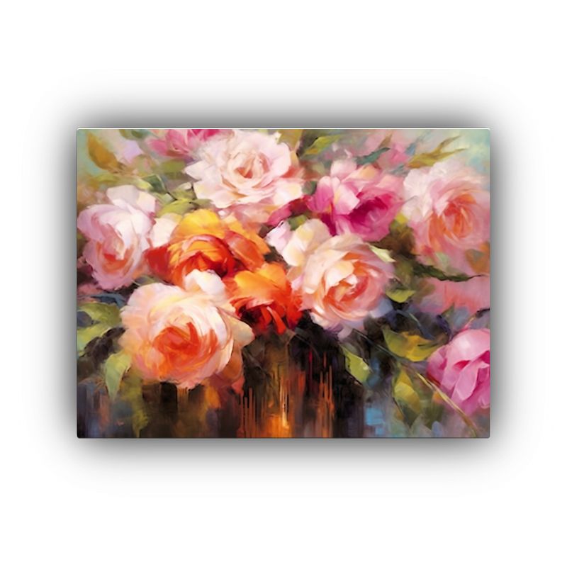 GENERICO - Pintura Al óleo De Flores Con Contraste Decoración Creativ 120x80cm