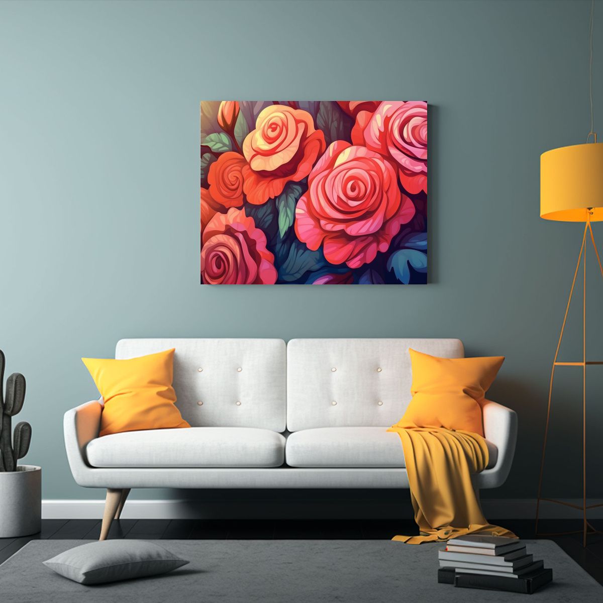 GENERICO - Pinturas Decorativas Con Fondo Floral Estilo Arte En Lienzo  120x80cm