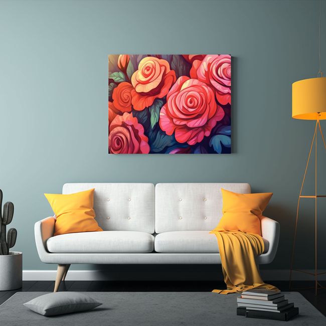 GENERICO - Pinturas Decorativas Con Fondo Floral Estilo Arte En Lienzo  120x80cm