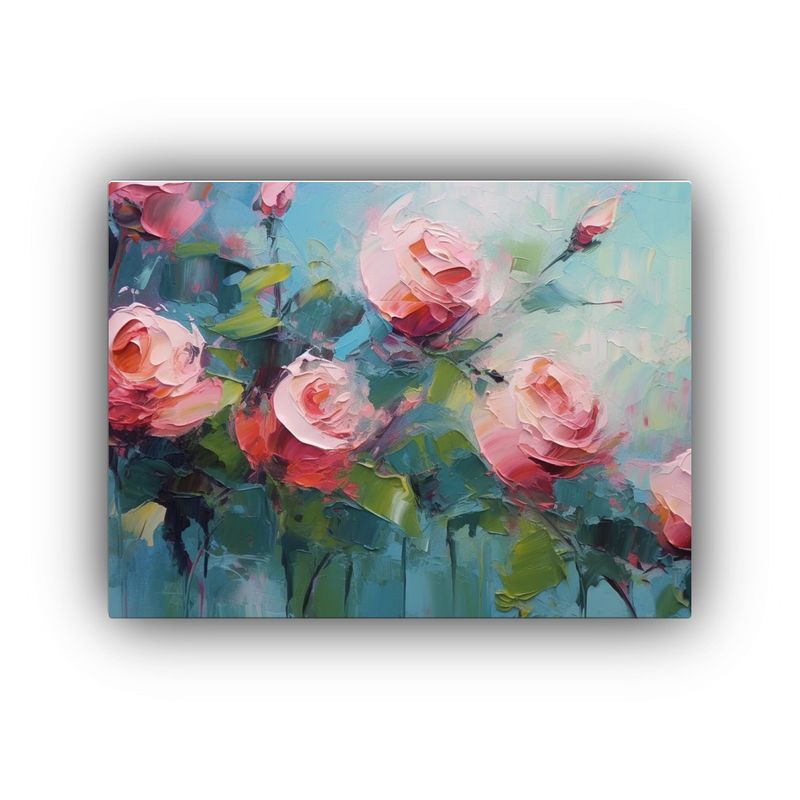GENERICO - Cuadro Inspiración Fantástico Rosas Rojas Y Azul Brillant 120x80cm