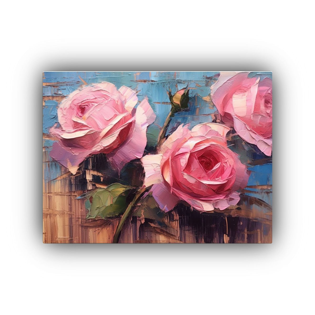 GENERICO - Cuadro De Interiores De Rosas Rosadas En Panel De Madera 120x80cm