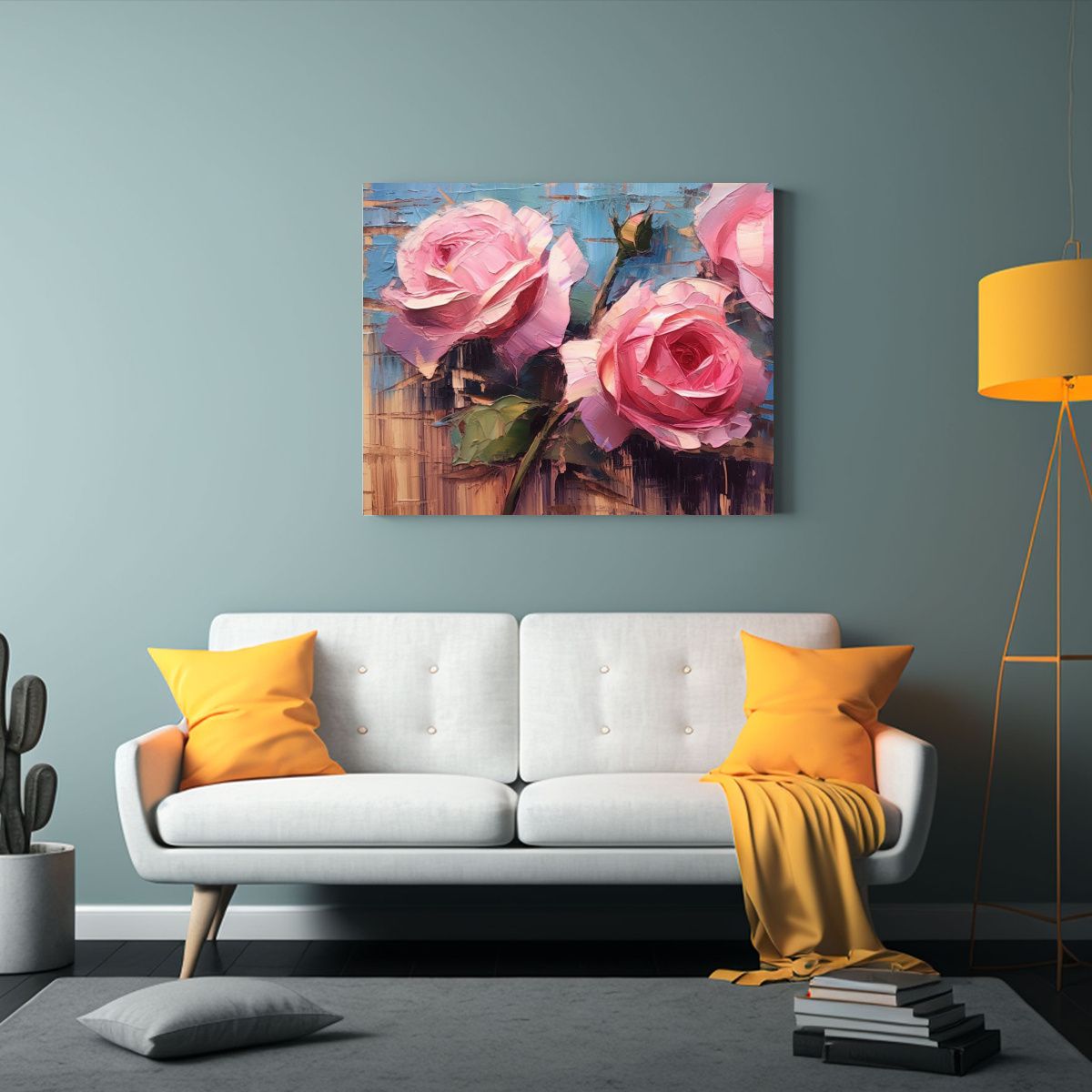 GENERICO - Cuadro De Interiores De Rosas Rosadas En Panel De Madera 120x80cm