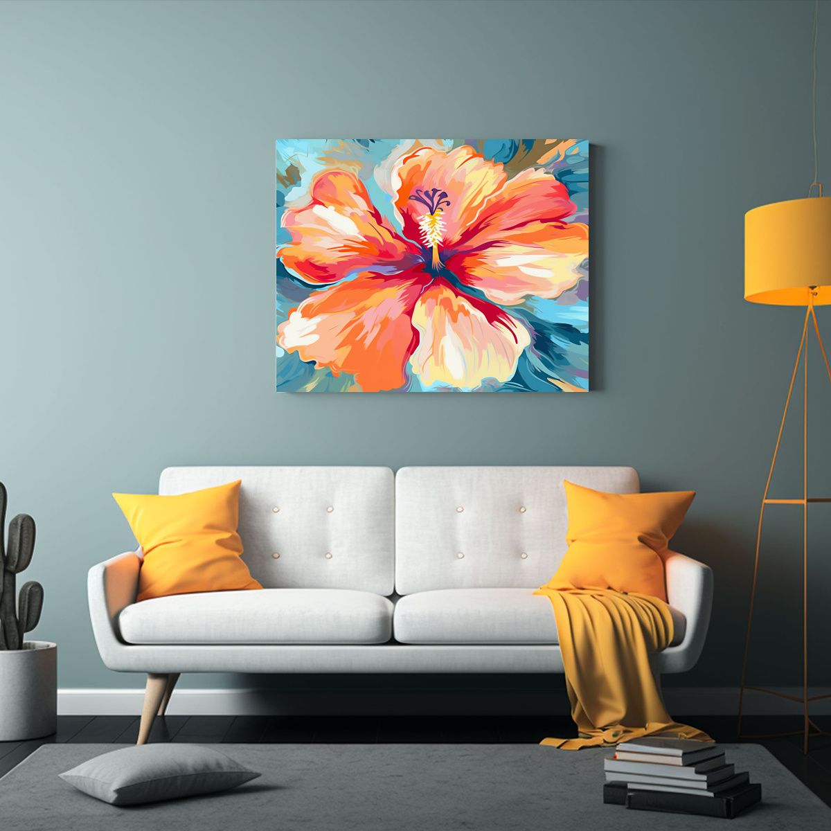 GENERICO - Cuadro De Hibisco Abstracto Estilo Art Deco 120x80cm