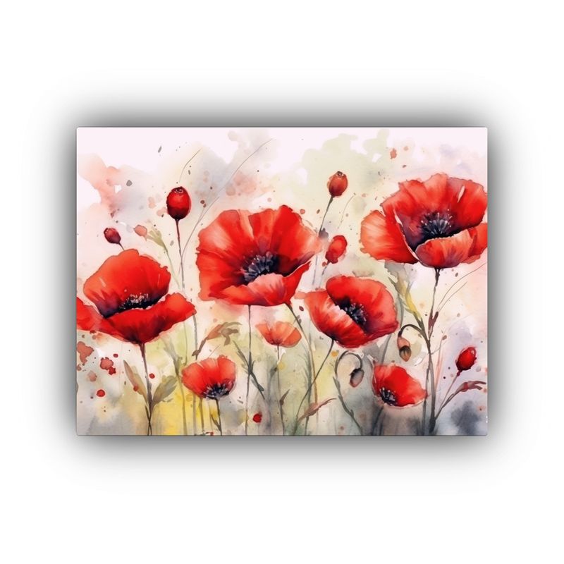 GENERICO - Cuadro Decorativo Watercolor Amapolas Enmarcado Con Eleganci 120x80cm