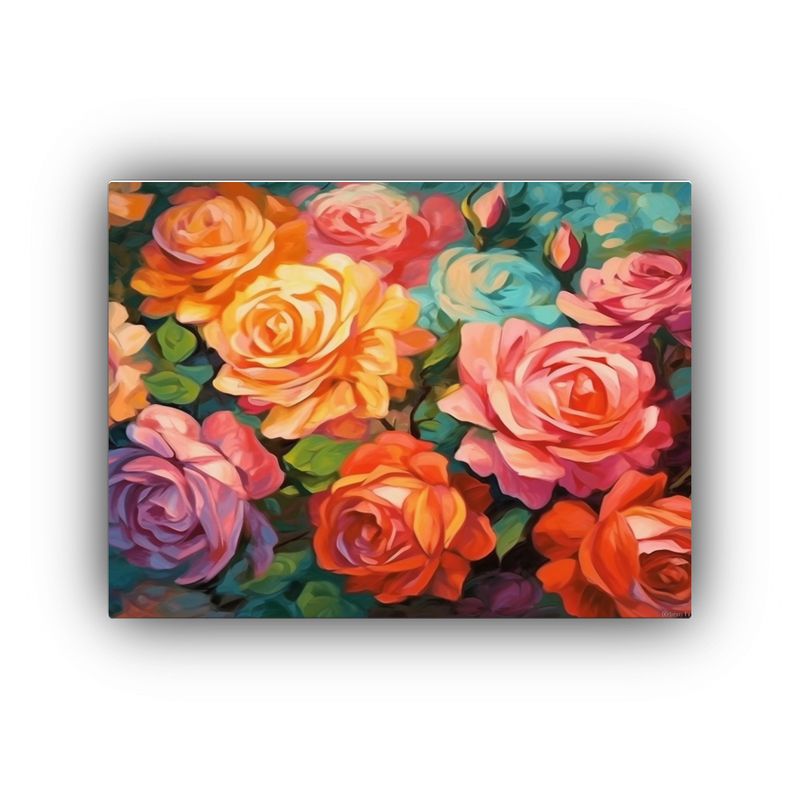 GENERICO - Pintura Al óleo Estilo Galería Flores De Rosa Coloridas E 120x80cm