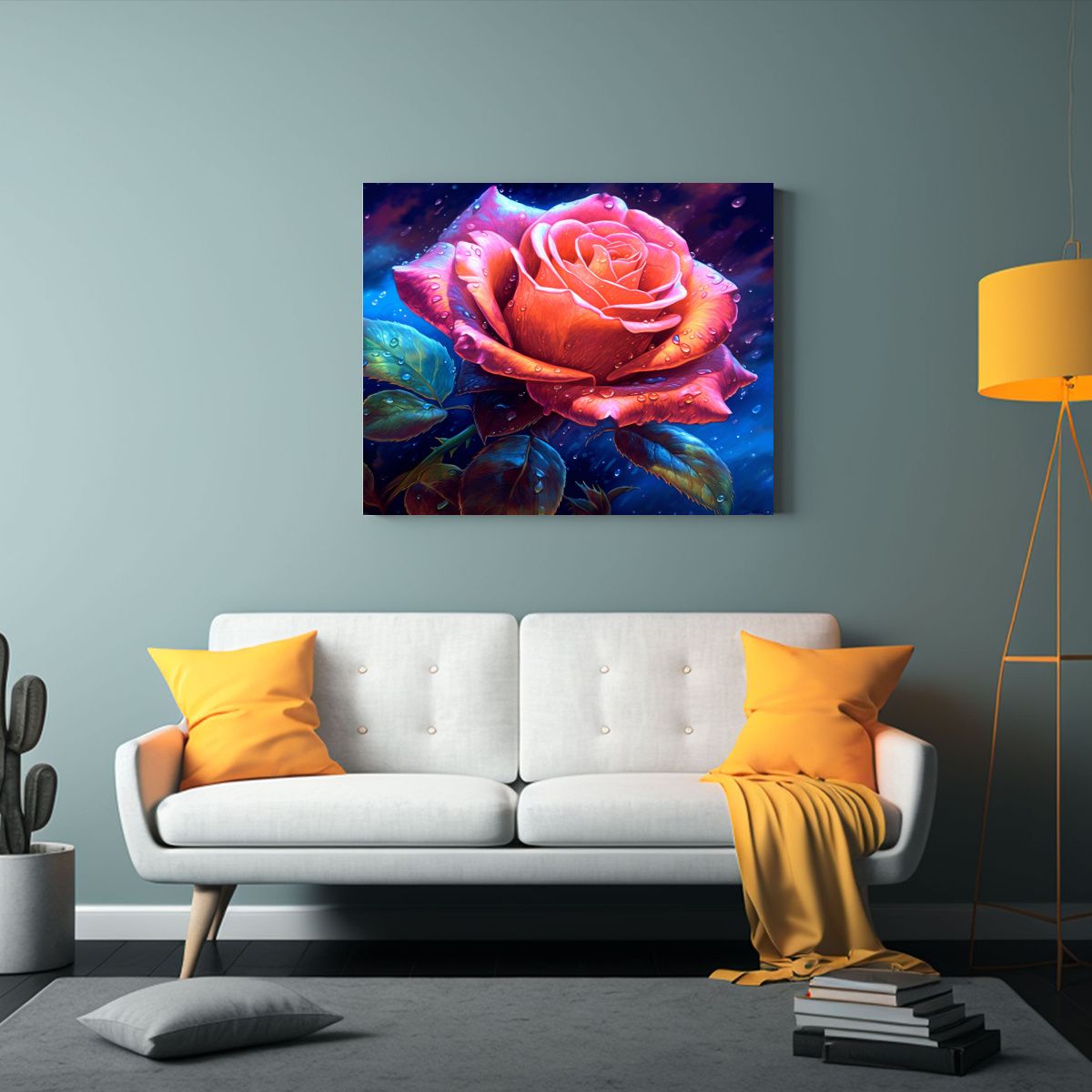 GENERICO - Pintura Decorativa De Lienzo Abstracto Simétrico Con Rosas  120x80cm