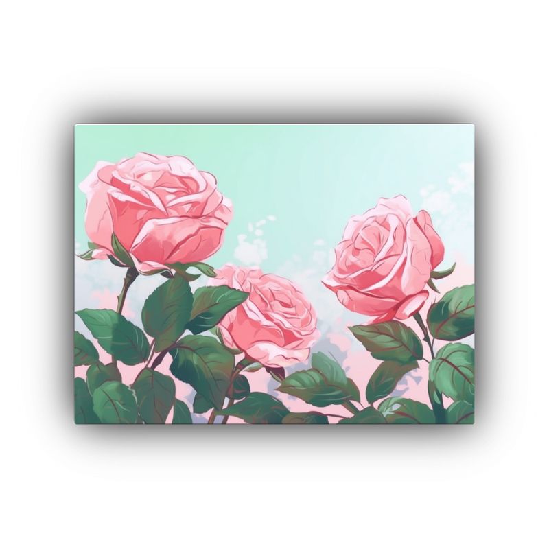 GENERICO - 1 Cuadro Abstracto Impactante Rosas En Fondo Rosa Galería 120x80cm