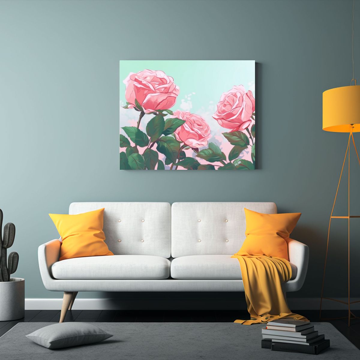 GENERICO - 1 Cuadro Abstracto Impactante Rosas En Fondo Rosa Galería 120x80cm