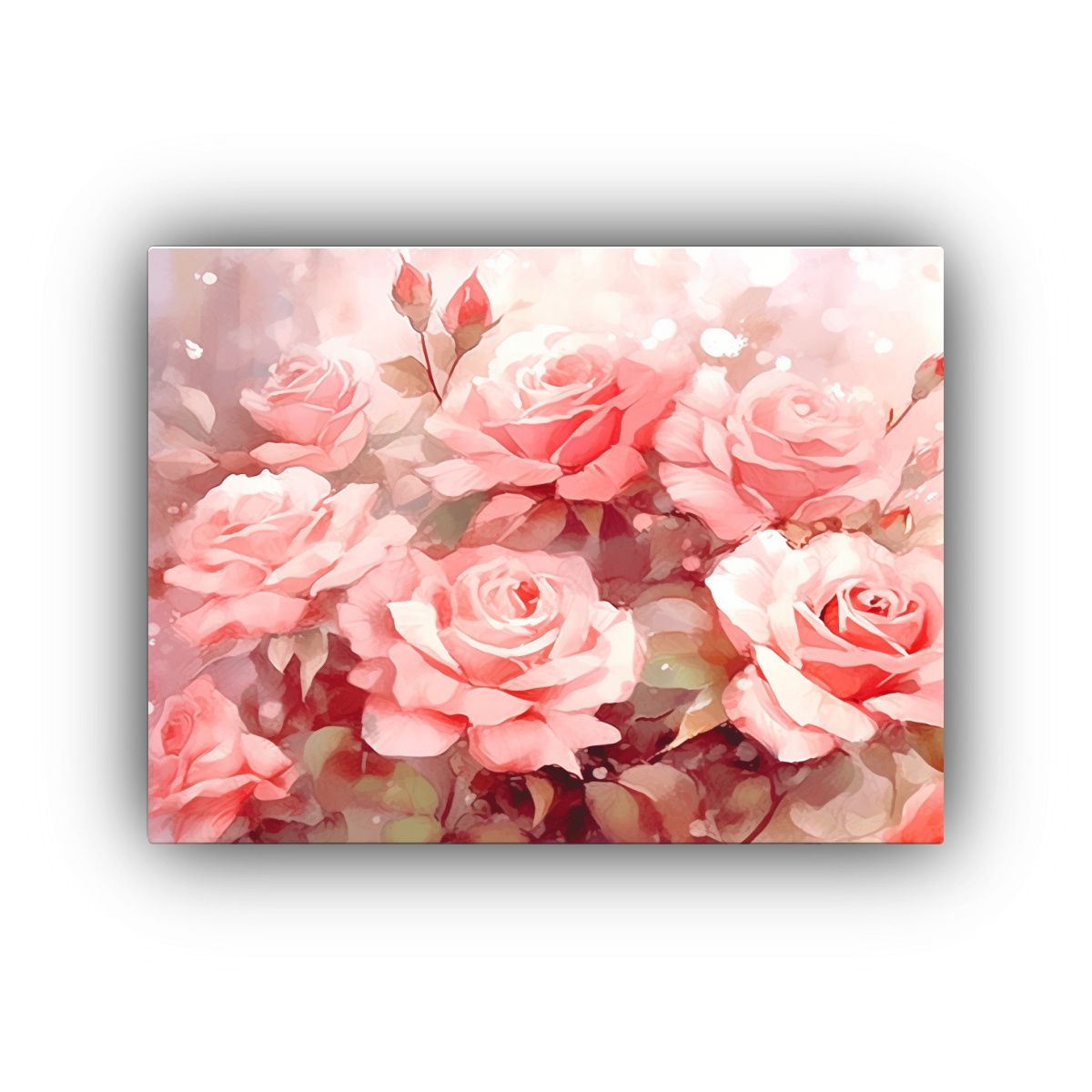 GENERICO - Cuadro Lienzo Forma Calidez Flores Acuarela Fondo Cluster 120x80cm