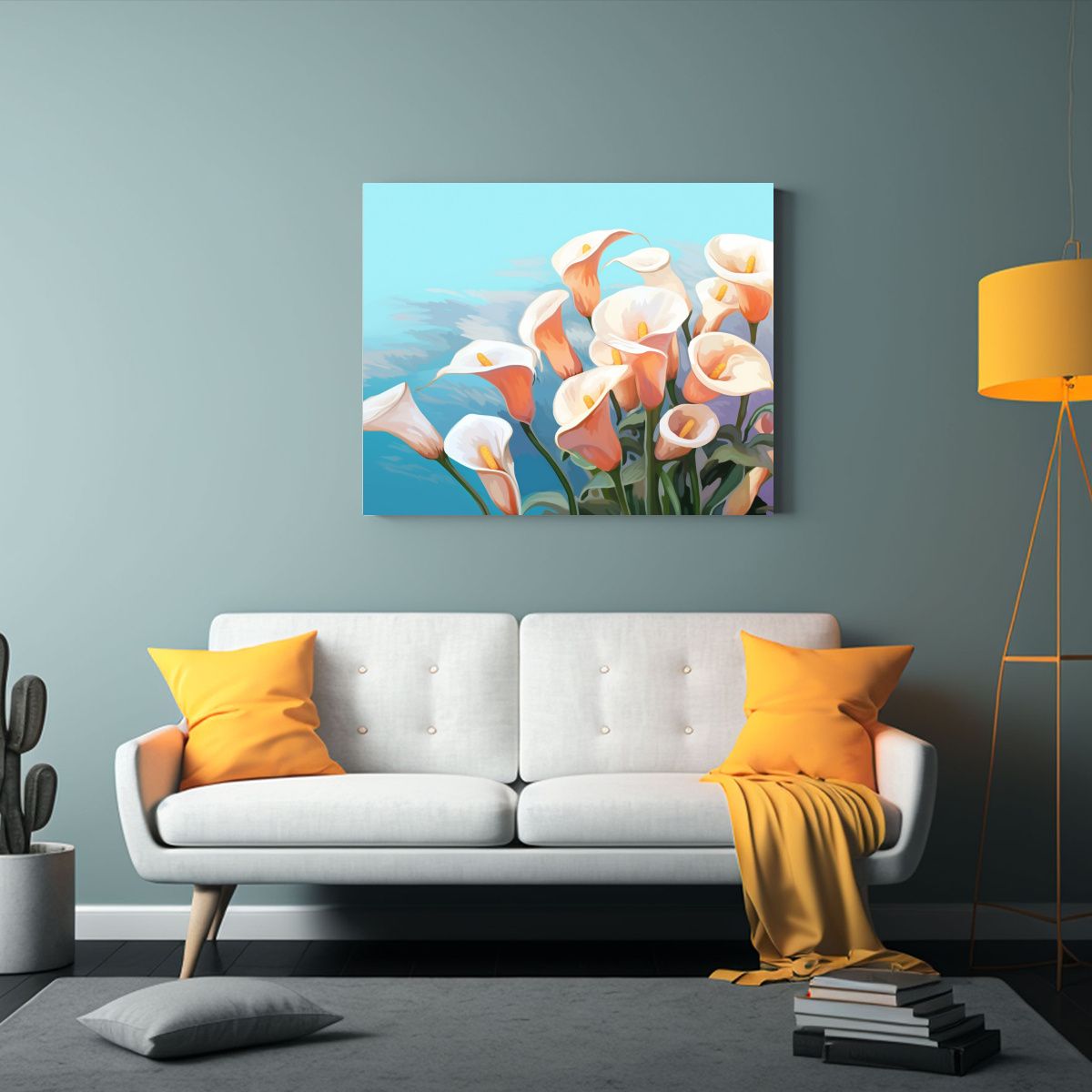 GENERICO - Cuadro Acuarela Estética Flores Fondo Decorativo 120x80cm