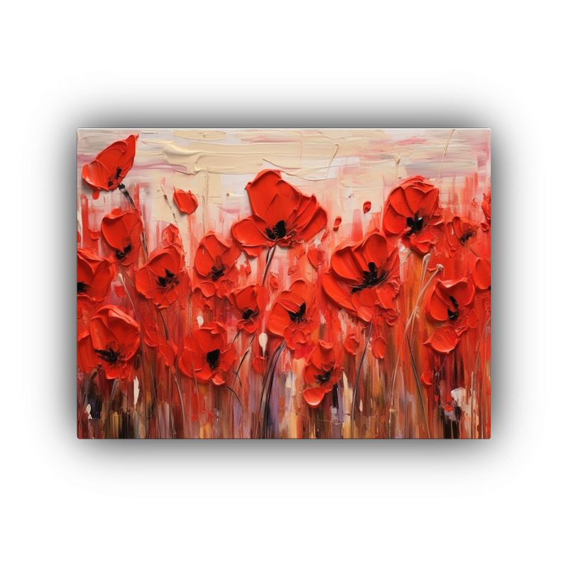 GENERICO - Pintura Decorativa De Amapolas Rojas Con Pinceladas Visibles 120x80cm