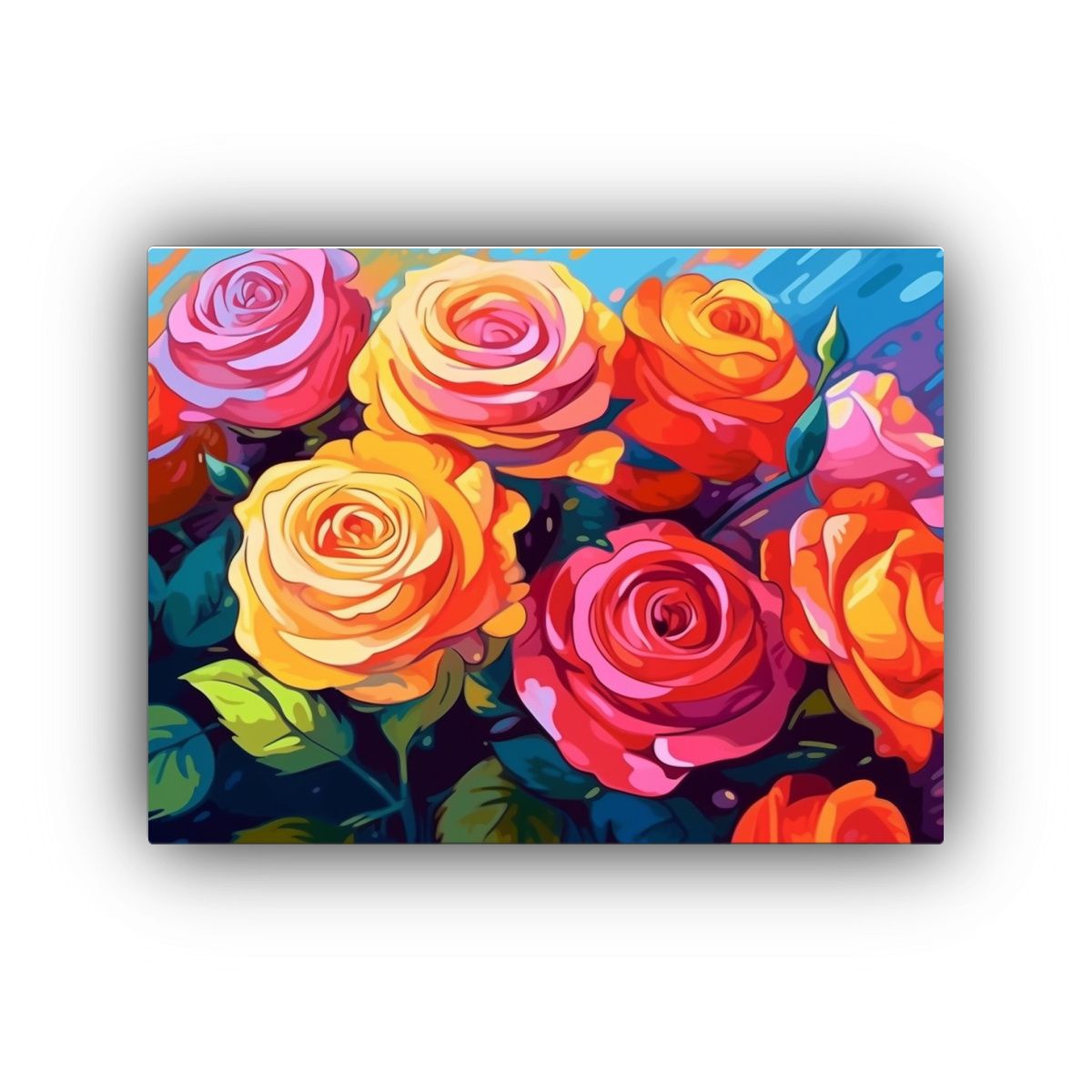 GENERICO - Pinturas Decorativas En Bastidor Rosas Vibrantes En Estilo  120x80cm