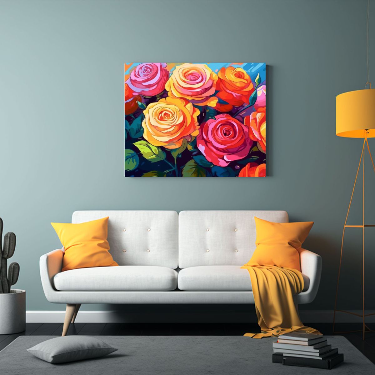 GENERICO - Pinturas Decorativas En Bastidor Rosas Vibrantes En Estilo  120x80cm